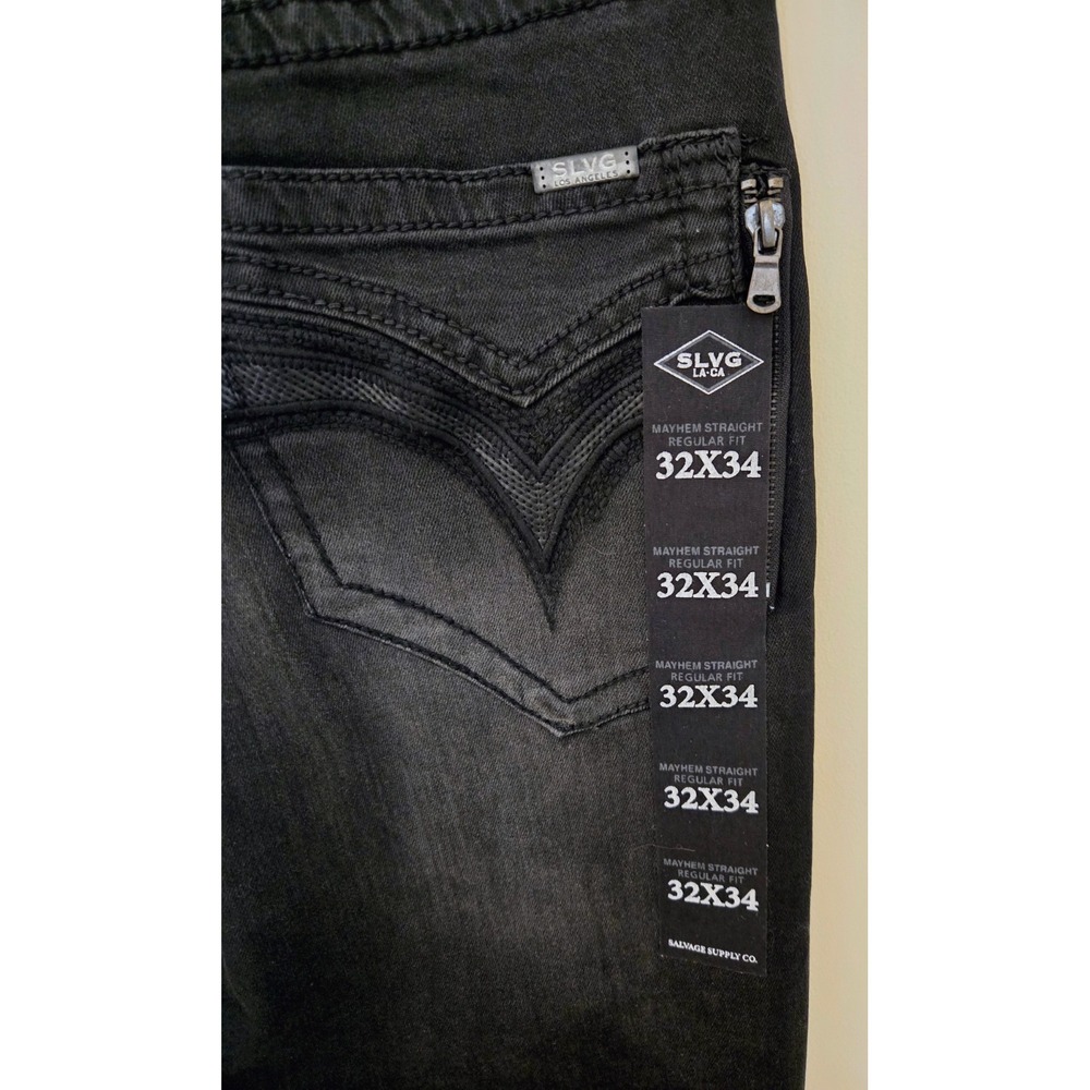 Salvage Supply Co. Jeans Black 32x34 Regular Fit Mayhem Straight READ (Smoke)NWT - Picture 7 of 15